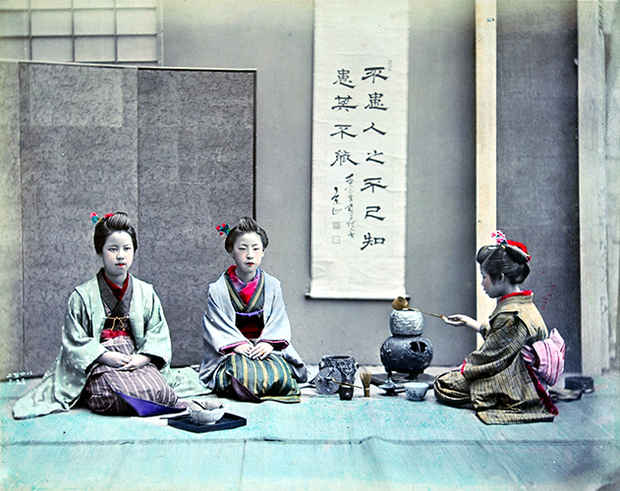 poster for Guimet National Museum of Asian Arts, Photographic Collections – Tea and Life in Meiji Period